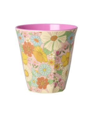 RICEMittelgroße Becher - Dunkles Pink - Flower Power Print